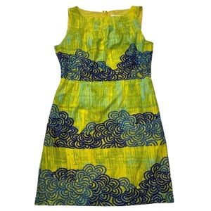 Yellow and Blue Patterned Mini Dress